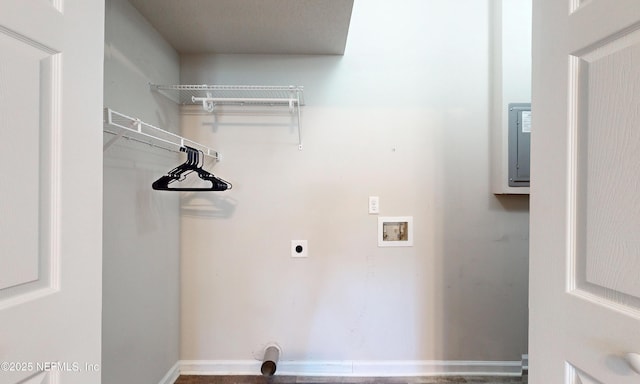 clothes washing area featuring washer hookup and hookup for an electric dryer