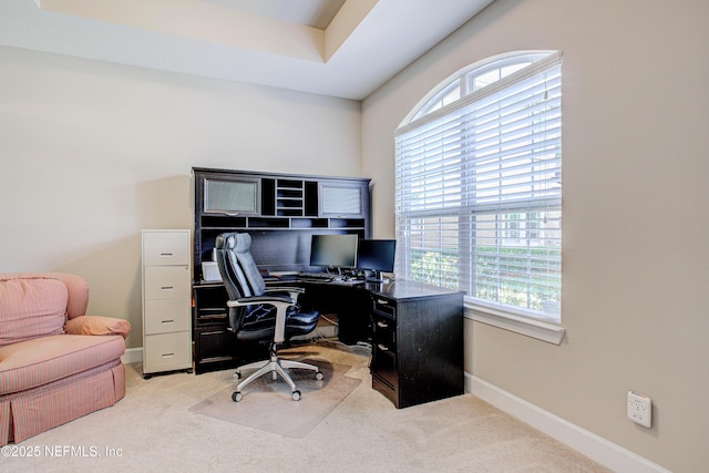1911 Salt Creek Dr, Fleming Island, FL 32003 - office area featuring baseboards, a wealth of natural light, and light colored carpet