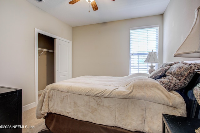 1911 Salt Creek Dr, Fleming Island, FL 32003 - bedroom featuring a ceiling fan, baseboards, carpet floors, and a closet