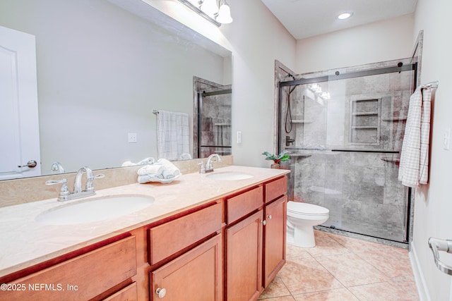 1911 Salt Creek Dr, Fleming Island, FL 32003 - full bath with tile patterned flooring, a sink, double vanity, and a stall shower