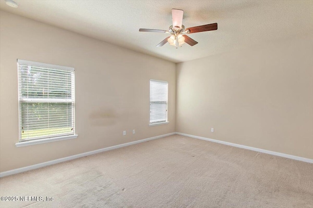 13644 Goodson Pl, Jacksonville, FL 32226 - carpeted spare room with baseboards, a ceiling fan, a textured ceiling, and a healthy amount of sunlight