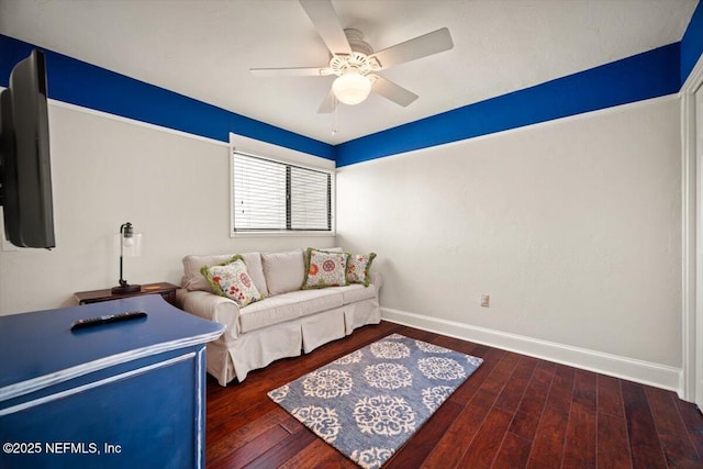 272 Deer Run Ln, Ponte Vedra Beach, FL 32082 - living area featuring a ceiling fan, baseboards, and wood finished floors