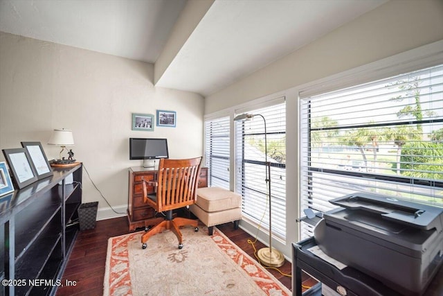 272 Deer Run Ln, Ponte Vedra Beach, FL 32082 - office with wood finished floors, baseboards, and vaulted ceiling