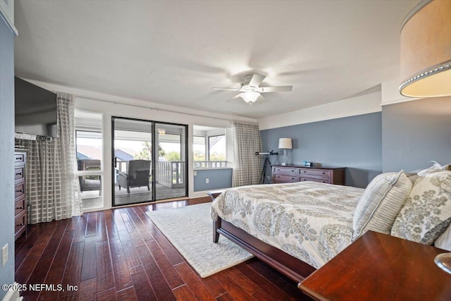 272 Deer Run Ln, Ponte Vedra Beach, FL 32082 - bedroom with access to outside, hardwood / wood-style floors, and ceiling fan