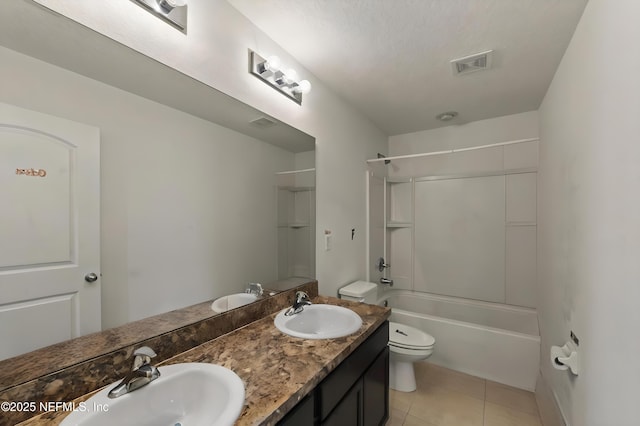 3410 Ridgeview Dr, Green Cove Springs, FL 32043 - full bath featuring toilet, shower / bathtub combination, double vanity, and tile patterned flooring