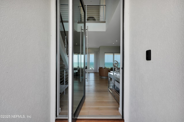 doorway to property with a balcony