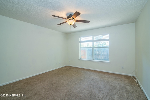 2631 Tuscany Glen Dr, Orange Park, FL 32065 - spare room featuring a textured ceiling, carpet flooring, baseboards, and ceiling fan