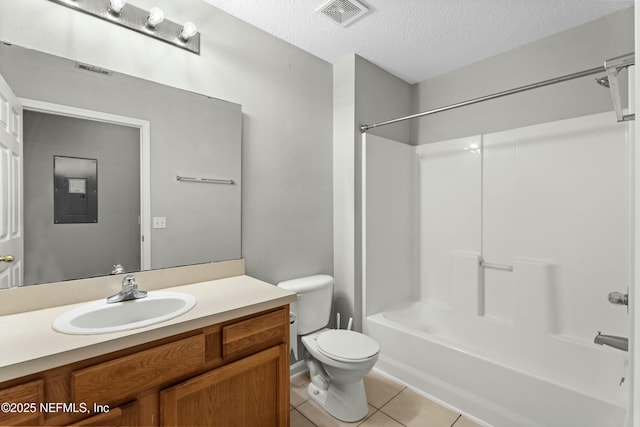 3671 Kirkpatrick Cir Unit 14, Jacksonville, FL 32210 - bathroom with toilet, visible vents, tile patterned flooring, electric panel, and shower / bathing tub combination