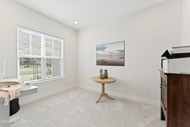 misc room featuring carpet flooring and baseboards