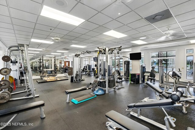 10136 Leisure Ln N Unit 26, Jacksonville, FL 32256 - exercise room featuring a drop ceiling