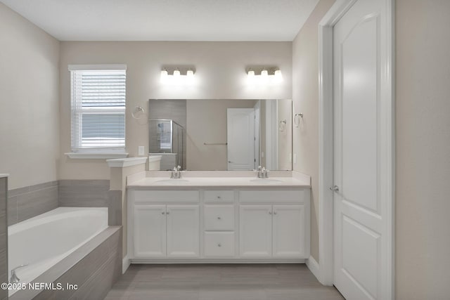 251 Dosel Ln, Saint Augustine, FL 32095 - bathroom featuring a bath, a sink, a shower stall, and double vanity