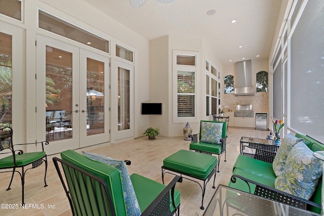 101 Dahlia Ct, Ponte Vedra Beach, FL 32082 - sunroom / solarium featuring french doors and beverage cooler