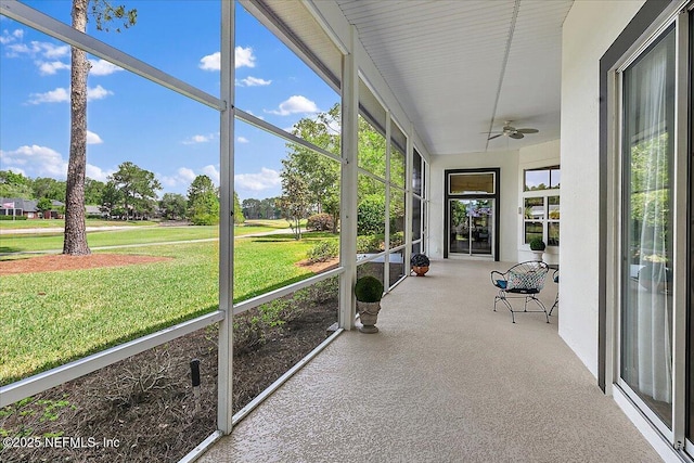 3241 Sequoyah Cir, Saint Johns, FL 32259 - unfurnished sunroom featuring a ceiling fan