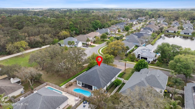 aerial view featuring a residential view