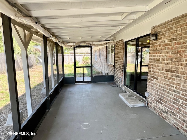 view of unfurnished sunroom