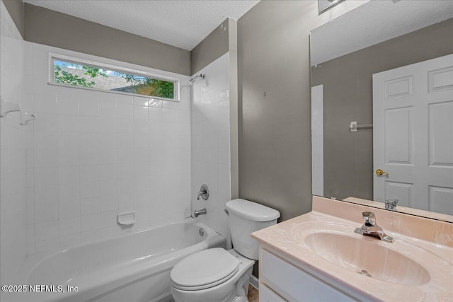 1884 Lake Forest Ln, Fleming Island, FL 32003 - full bathroom with toilet, vanity, a textured ceiling, and bathing tub / shower combination