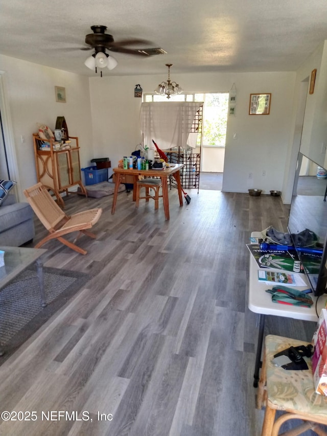 274 Hermosa Ct, Saint Augustine, FL 32086 - dining space with visible vents, wood finished floors, and ceiling fan