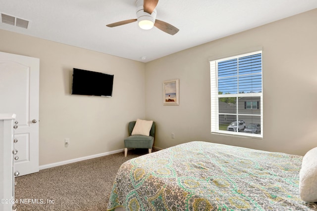2235 Falling Star Ln, Green Cove Springs, FL 32043 - bedroom featuring visible vents, carpet flooring, baseboards, and ceiling fan