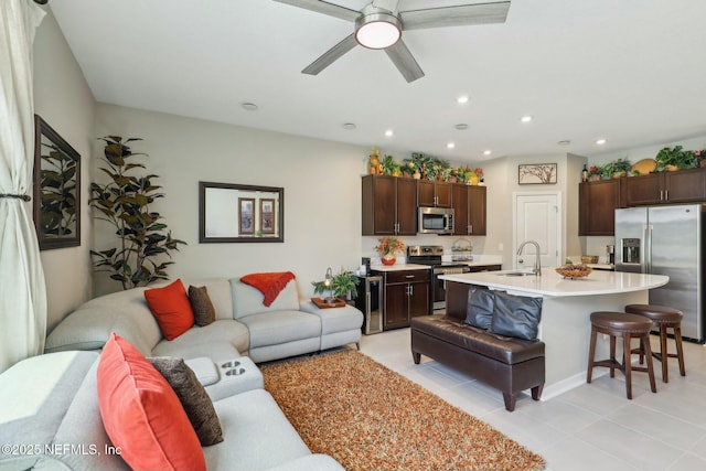 312 Anthony Dr, Jacksonville, FL 32218 - living area featuring recessed lighting, ceiling fan, and light tile patterned floors