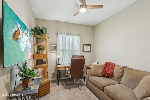 312 Anthony Dr, Jacksonville, FL 32218 - carpeted home office with ceiling fan