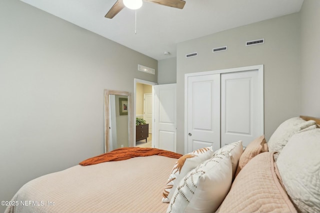 312 Anthony Dr, Jacksonville, FL 32218 - bedroom featuring ceiling fan, visible vents, and a closet