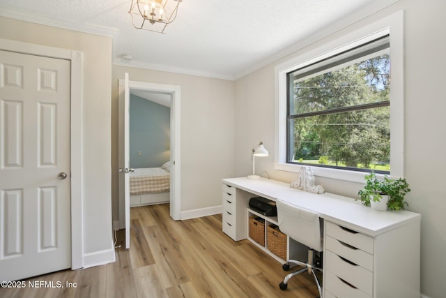 4068 Scenic Dr, Middleburg, FL 32068 - office space featuring light wood finished floors, baseboards, and ornamental molding