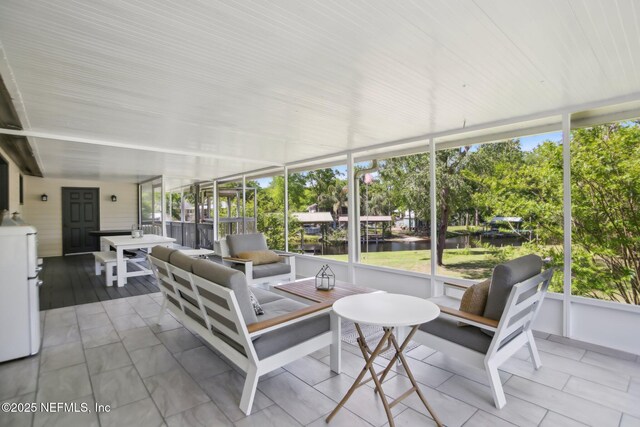 4068 Scenic Dr, Middleburg, FL 32068 - sunroom / solarium with outdoor lounge area and a water view