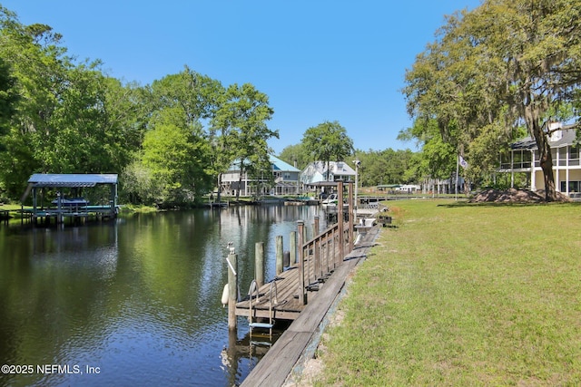 4068 Scenic Dr, Middleburg, FL 32068 - dock area with a lawn and a water view