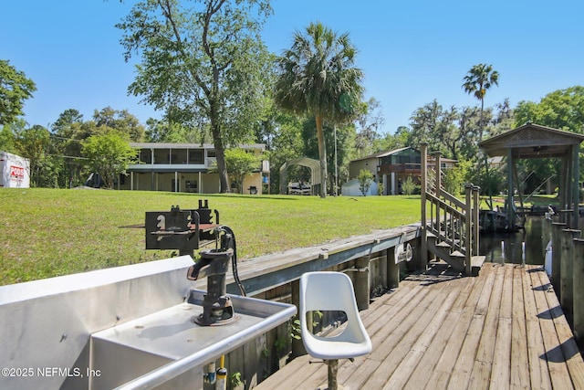4068 Scenic Dr, Middleburg, FL 32068 - view of dock featuring a yard and a water view
