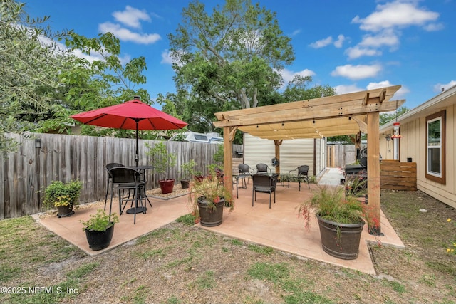 2925 Bradford St, Saint Augustine, FL 32084 - view of patio / terrace featuring a pergola and a fenced backyard