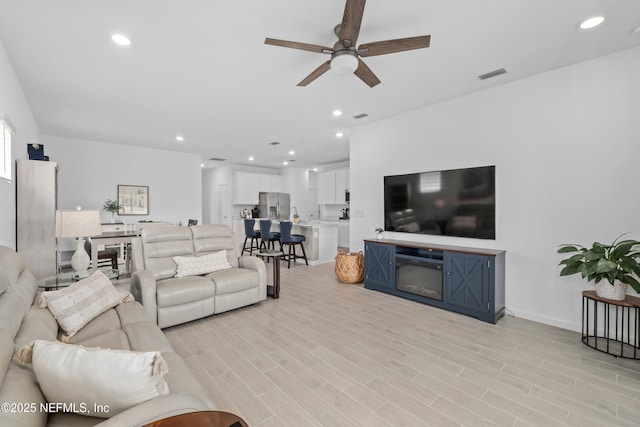 36 Dogleg Run, Saint Johns, FL 32259 - living area with light wood-type flooring, visible vents, ceiling fan, and recessed lighting