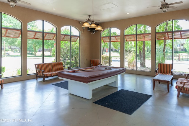 12700 Bartram Park Blvd Unit 338, Jacksonville, FL 32258 - playroom featuring billiards, a ceiling fan, and recessed lighting