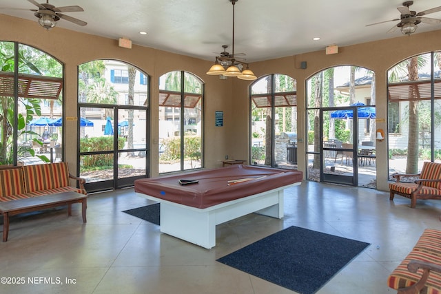 12700 Bartram Park Blvd Unit 338, Jacksonville, FL 32258 - interior space featuring billiards, ceiling fan, and recessed lighting