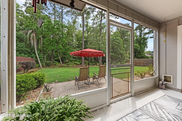 view of unfurnished sunroom
