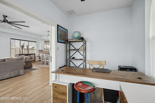 548 Sea Island Dr, Fernandina Beach, FL 32034 - office area with a ceiling fan and wood finished floors