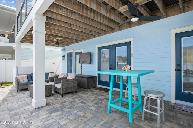 548 Sea Island Dr, Fernandina Beach, FL 32034 - view of patio with ceiling fan, outdoor lounge area, and fence