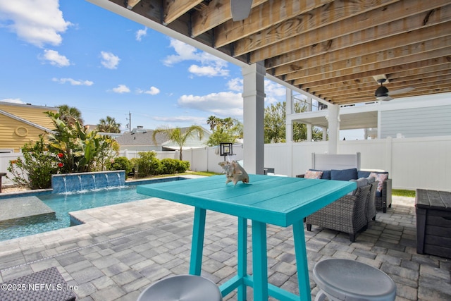 548 Sea Island Dr, Fernandina Beach, FL 32034 - view of patio featuring a fenced backyard, outdoor dining area, and ceiling fan