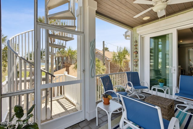 111 Cherry St, Neptune Beach, FL 32266 - sunroom / solarium featuring ceiling fan