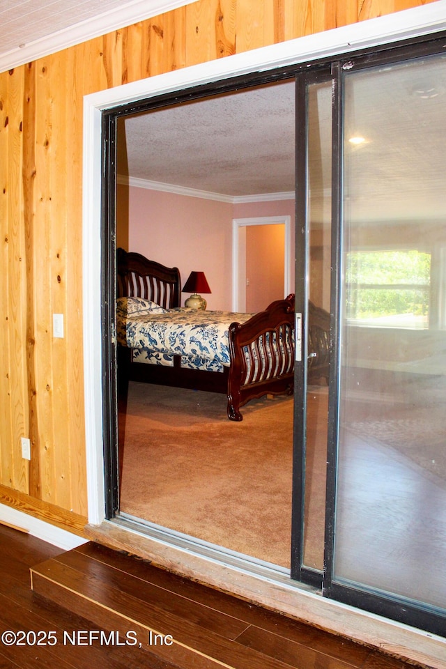 bedroom with crown molding