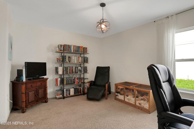 view of carpeted home office
