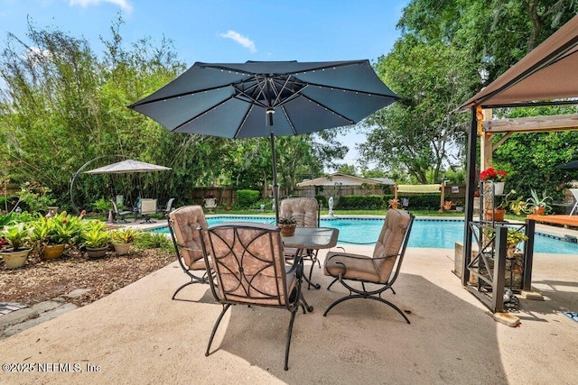 view of patio featuring a fenced in pool and a fenced backyard
