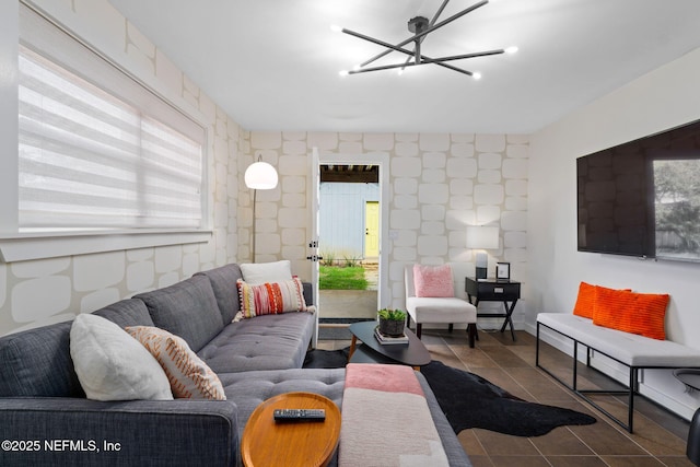 2740 Loja St, Saint Augustine, FL 32084 - living area with a chandelier and tile patterned floors