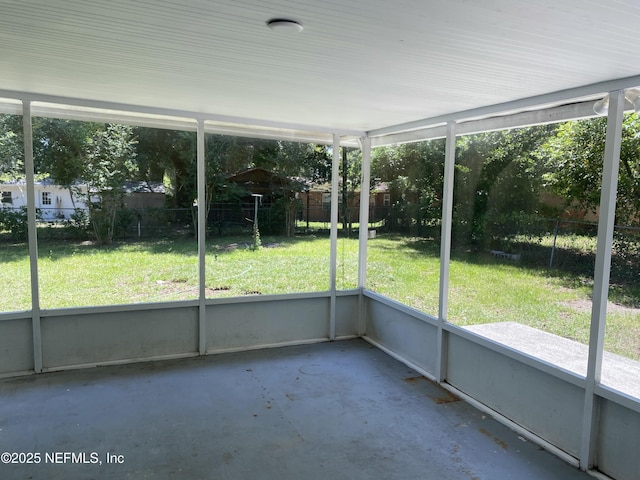 view of unfurnished sunroom
