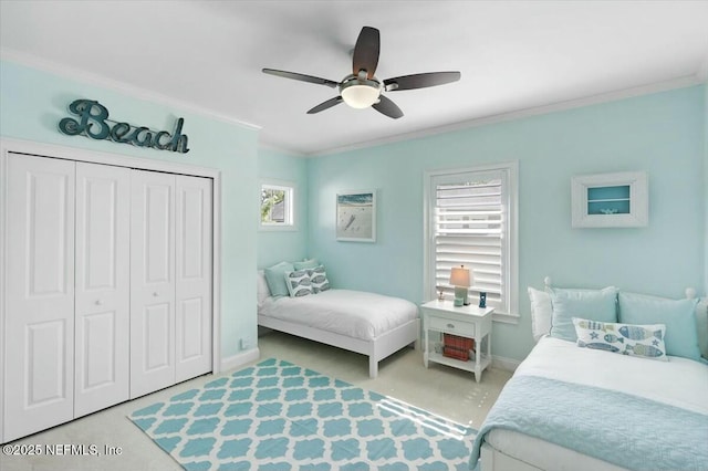 36 Preserve Island Cir, Ponte Vedra Beach, FL 32082 - bedroom with baseboards, ornamental molding, a closet, and carpet