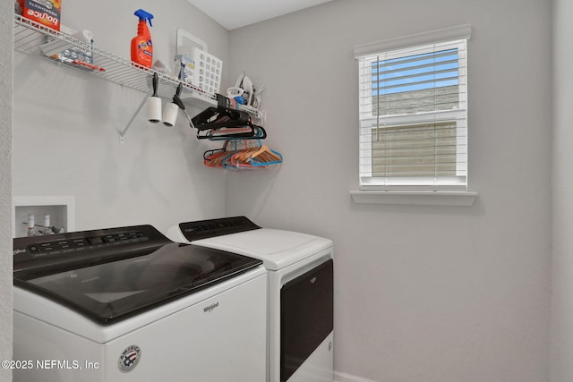 383 Narrowleaf Dr, Saint Johns, FL 32259 - clothes washing area with washing machine and dryer, baseboards, and laundry area