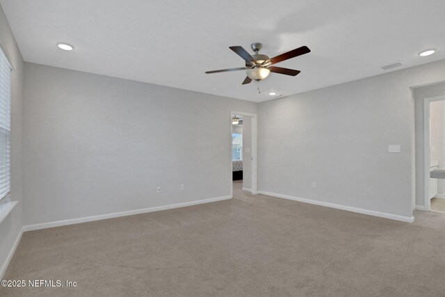 383 Narrowleaf Dr, Saint Johns, FL 32259 - carpeted spare room with recessed lighting, visible vents, baseboards, and ceiling fan