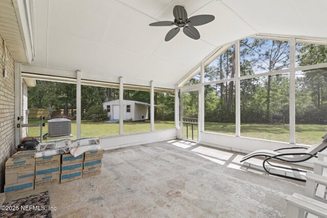 11009 Fawnwood Ct, Bryceville, FL 32009 - unfurnished sunroom with ceiling fan and plenty of natural light
