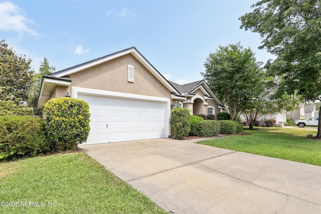 716 Hazelmoor Ln, Ponte Vedra, FL 32081 - single story home featuring concrete driveway, an attached garage, a front yard, and stucco siding