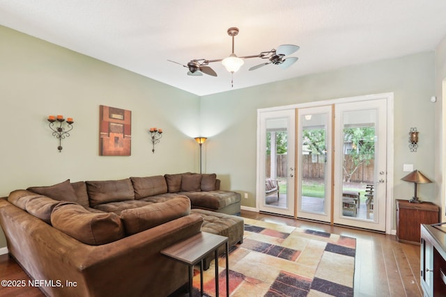 716 Hazelmoor Ln, Ponte Vedra, FL 32081 - living room featuring baseboards, a ceiling fan, and wood finished floors