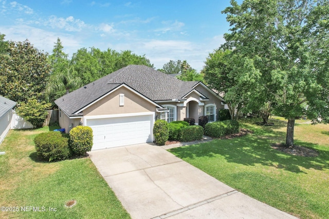 716 Hazelmoor Ln, Ponte Vedra, FL 32081 - single story home featuring concrete driveway, stucco siding, an attached garage, and a front lawn